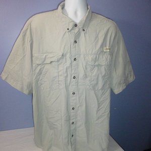 Men Magellan Relaxed Fit  Laguna Madre Gray Short Sleeve Vented Shirt 2XL